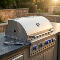 Deluxe Built-In Stainless Steel Gas Grill Tabletop Customizer Outdoor Kitchen Commercial and Home Grill Grill — Studio Shot