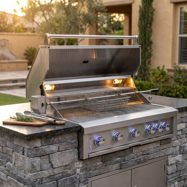 40 In. 5-Burner Built-In Natural Gas Grill in Stainless Steel with 1 Infrared Burner — Studio Shot