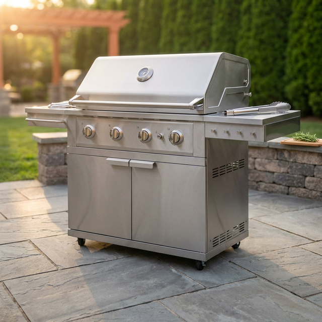 Outdoor Kitchen Built-In 4-Burner Stainless Steel Grill Cart with Propane Gas Performance Grill, 40 In. — Studio Shot