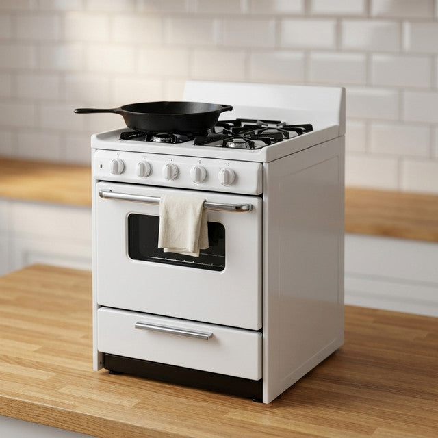 20 In. 2.5 Cu. Ft. Gas Range in White — Studio Shot