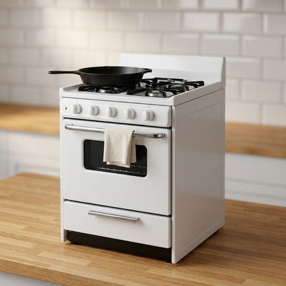 20 In. 2.5 Cu. Ft. Gas Range in White — Studio Shot
