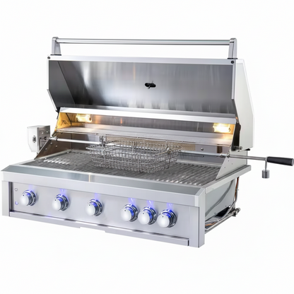 40 In. 5-Burner Built-In Natural Gas Grill in Stainless Steel with 1 Infrared Burner