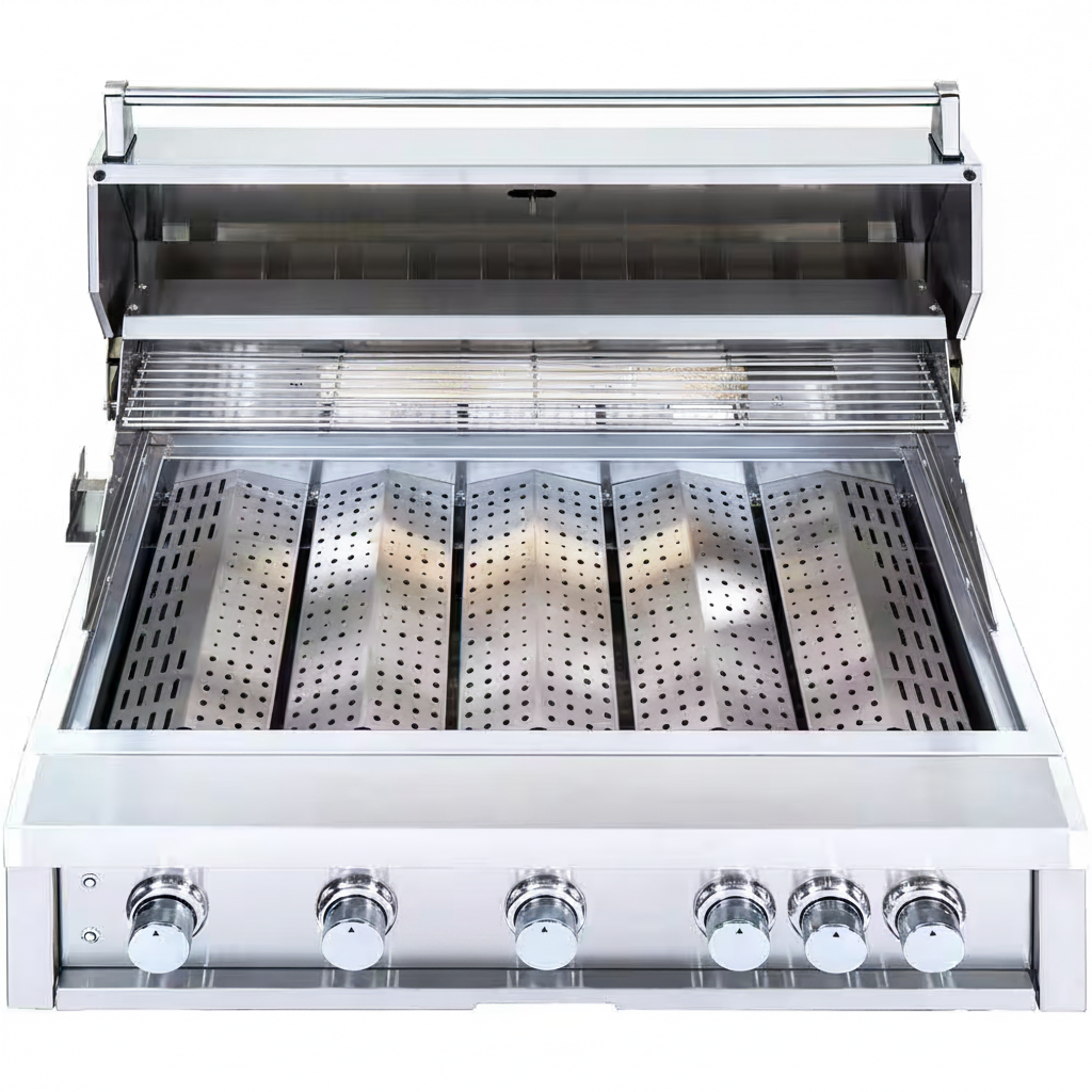 40 In. 5-Burner Built-In Natural Gas Grill in Stainless Steel with 1 Infrared Burner