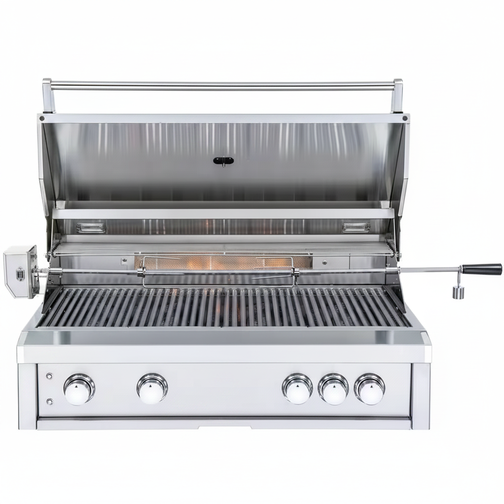 40 In. 5-Burner Built-In Natural Gas Grill in Stainless Steel with 1 Infrared Burner