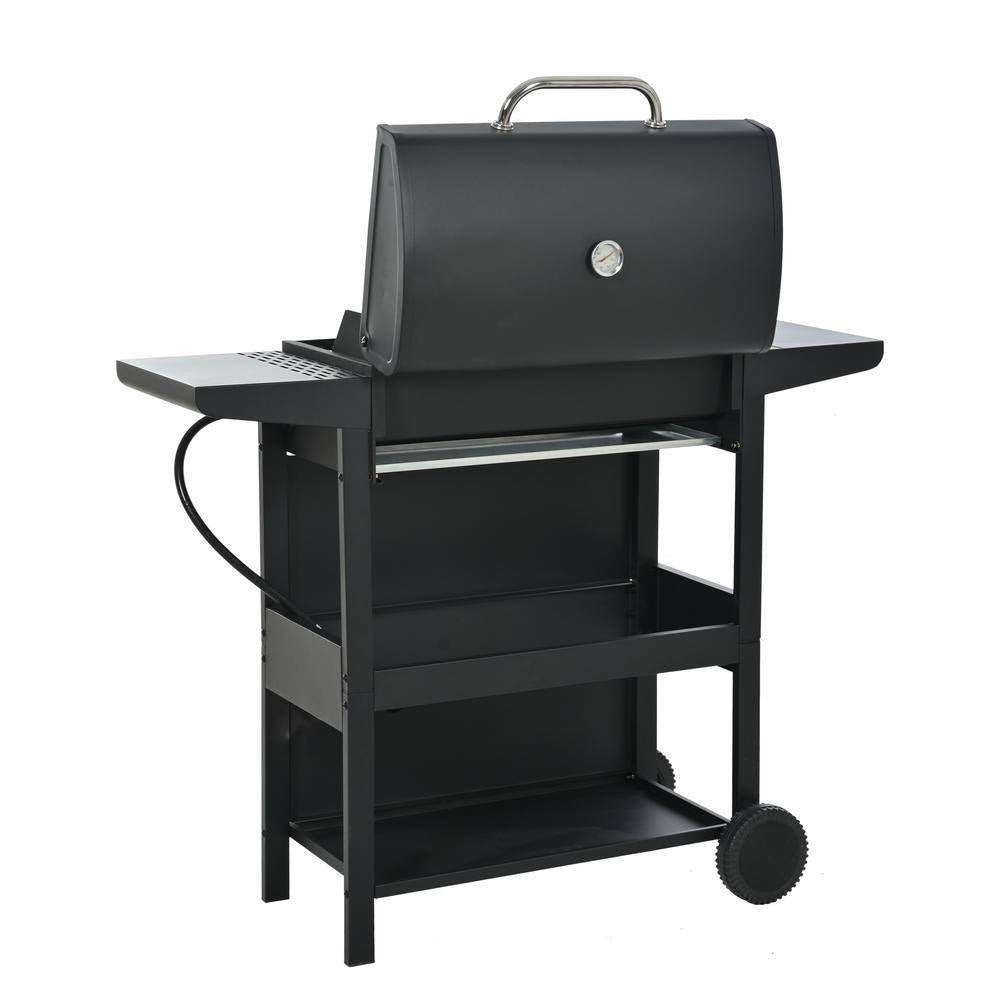 4-Burner Portable Propane Tabletop Barbecue Grill Stainless Steel Gas Grill in Black for Camping