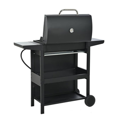 4-Burner Portable Propane Tabletop Barbecue Grill Stainless Steel Gas Grill in Black for Camping
