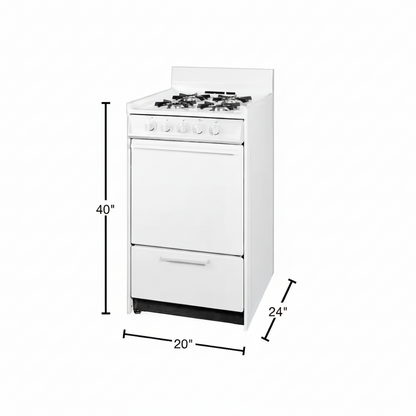 20 In. 2.5 Cu. Ft. Gas Range in White